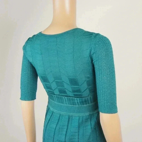 M Missoni Chevron Knit Half-Sleeve V-Neck Wool Blend Blue Dress - Picture 4 of 7